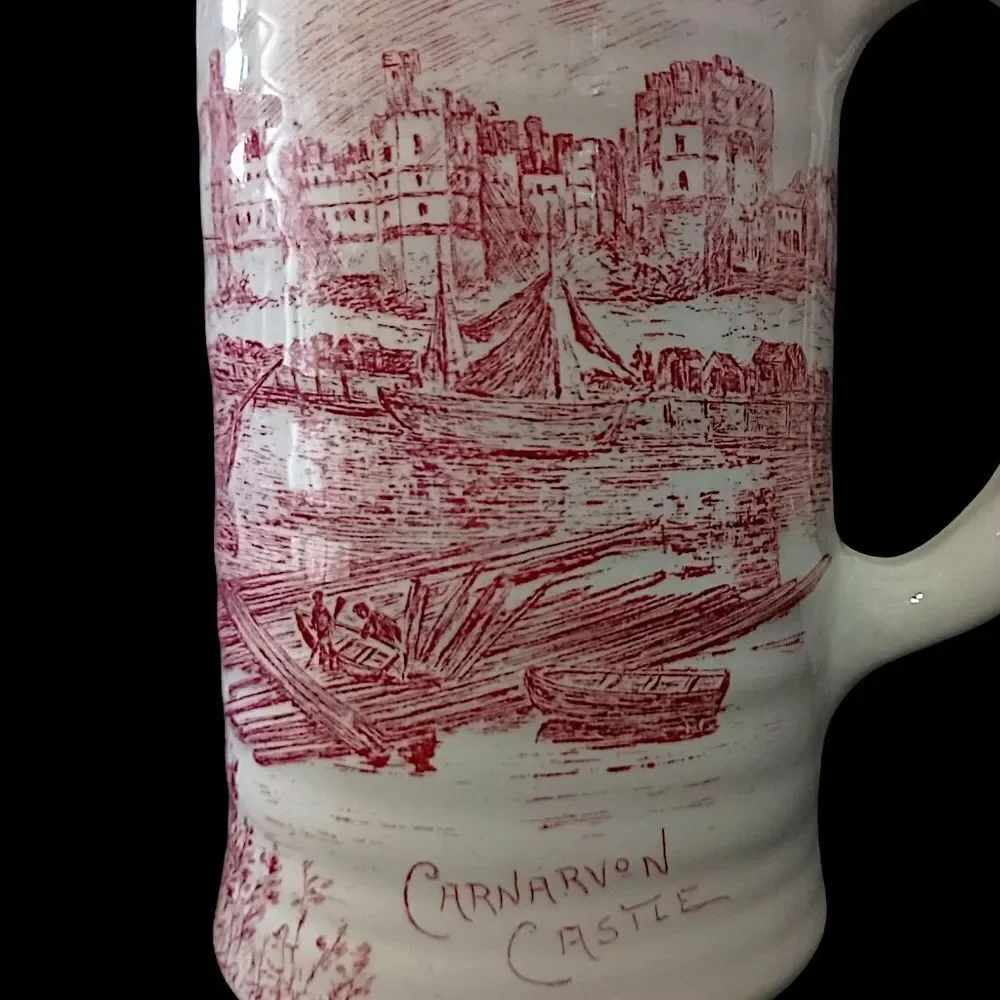 Royal Staffordshire Wilkinson‎ Tankard Stein Mug ANTIQUE Carnarvon Castle Red.